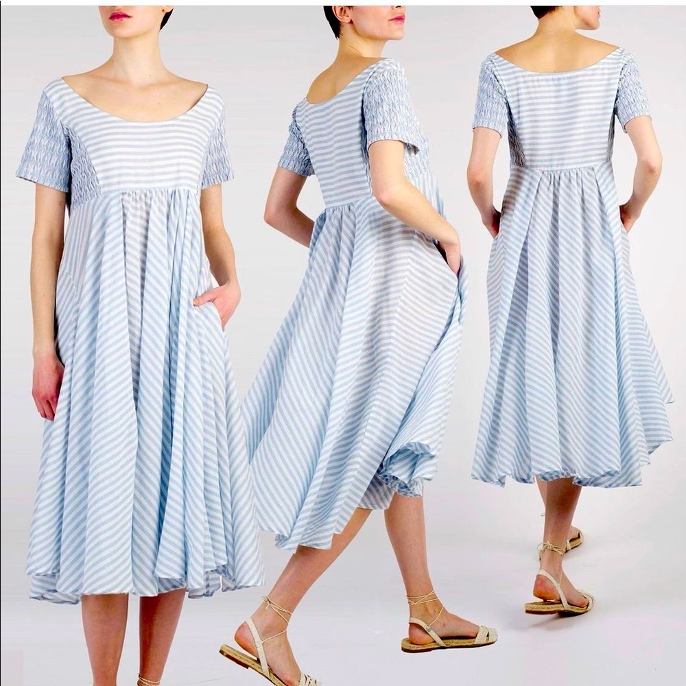 Thierry Colson Striped Dress In Blue White, size S